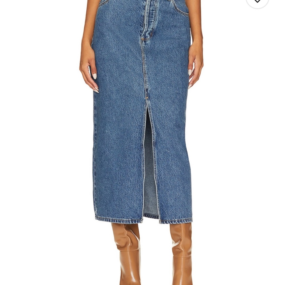 ROLLA'S Blue Midi Skirt with Structured Silhouette